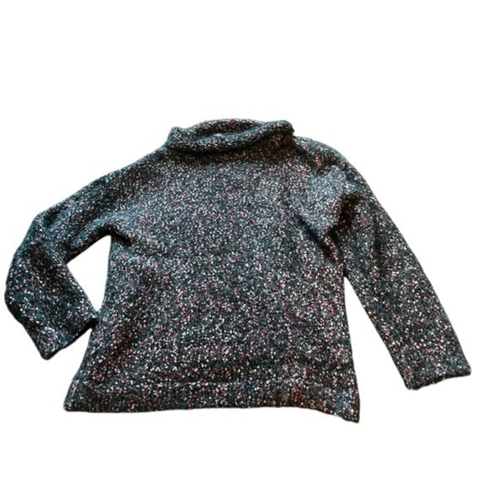 Ann Taylor green and pink chunky knit turtleneck sweatshirt